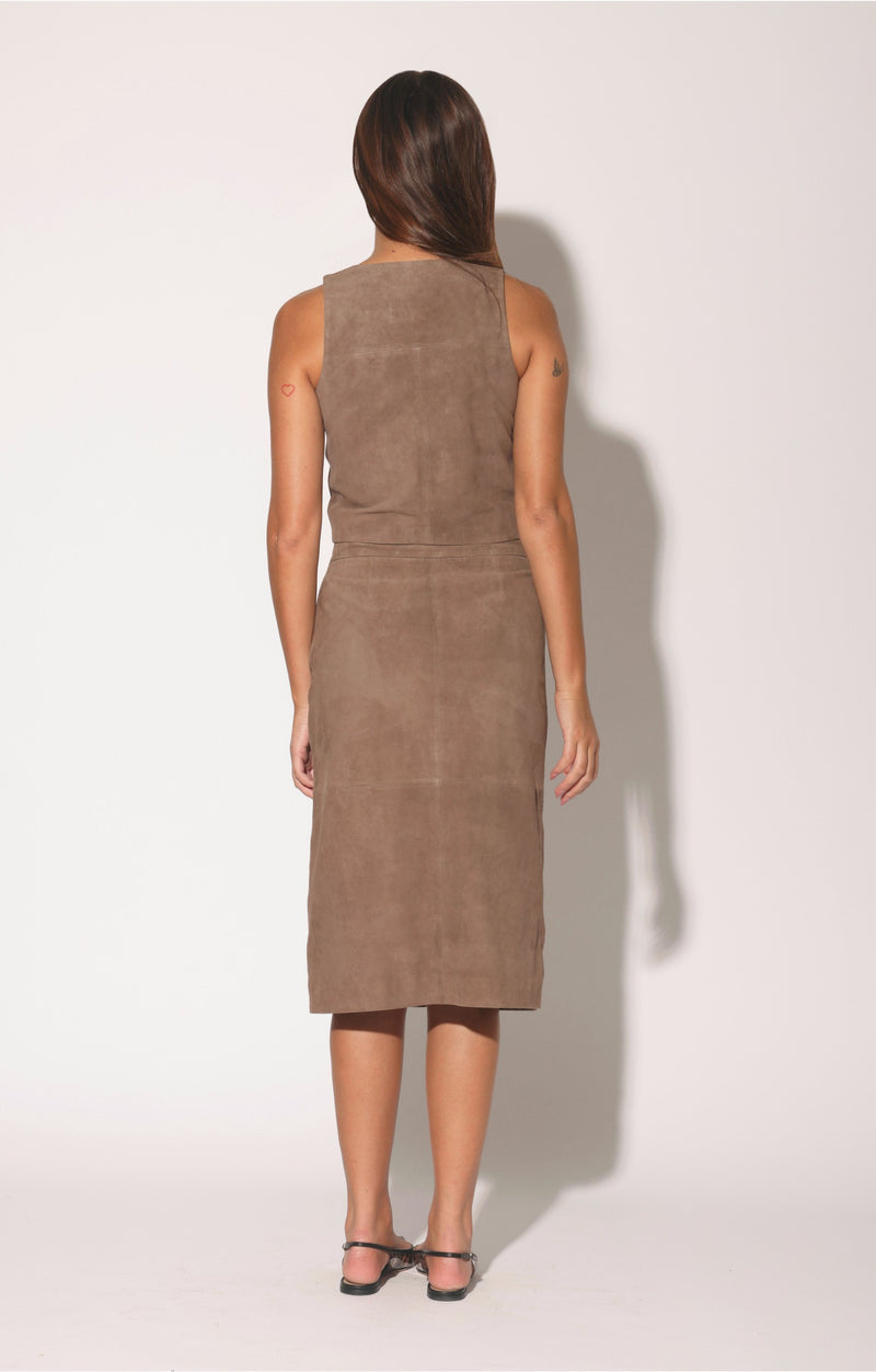 Lauraine Skirt, Cedar Suede - Leather