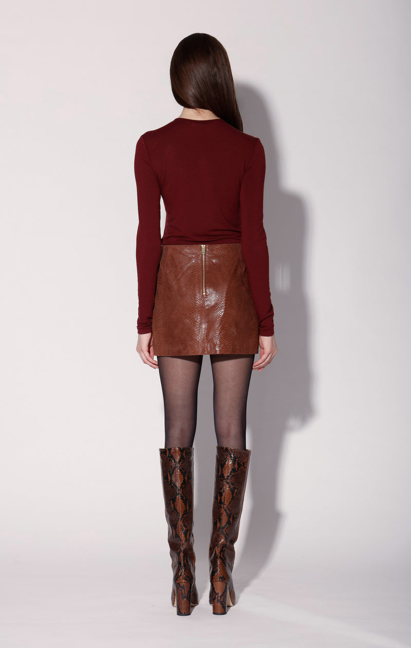 Lana Skirt, Clay Snake Suede - Leather