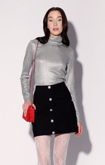 Libby Skirt, Black Suede - Leather