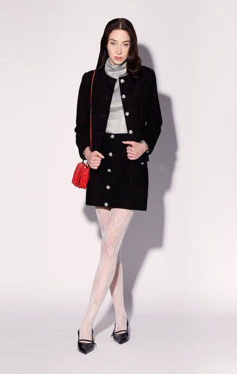 Libby Skirt, Black Suede - Leather