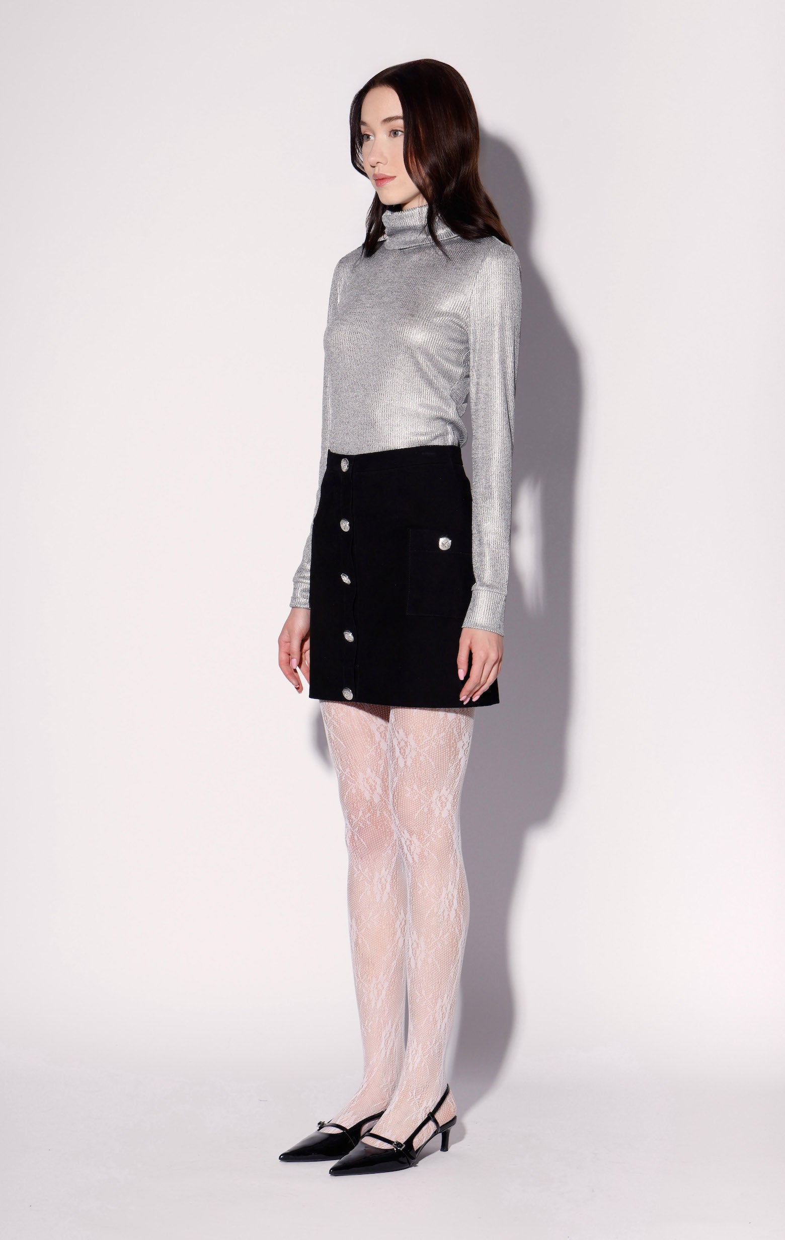 Libby Skirt, Black Suede - Leather