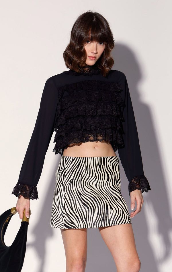 Lana Skirt, Zebra Calf Hair - Leather