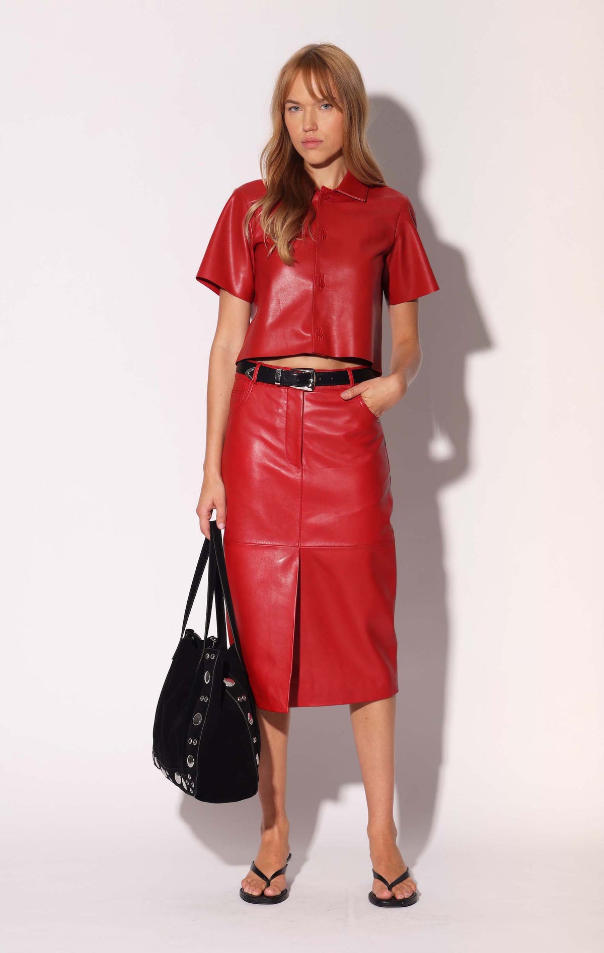 Alisha Skirt, Cardinal - Leather (Spring 2027)