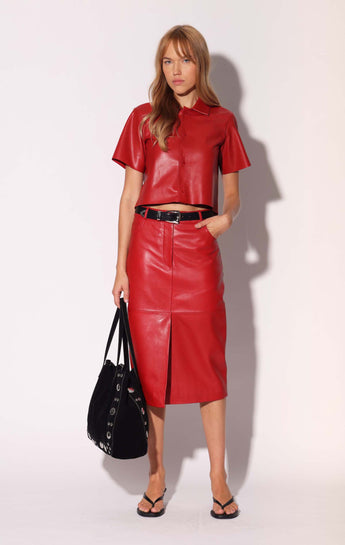 Alisha Skirt, Cardinal - Leather (Spring 2027)