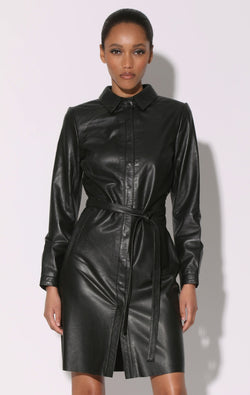 Clara Dress, Black - Leather