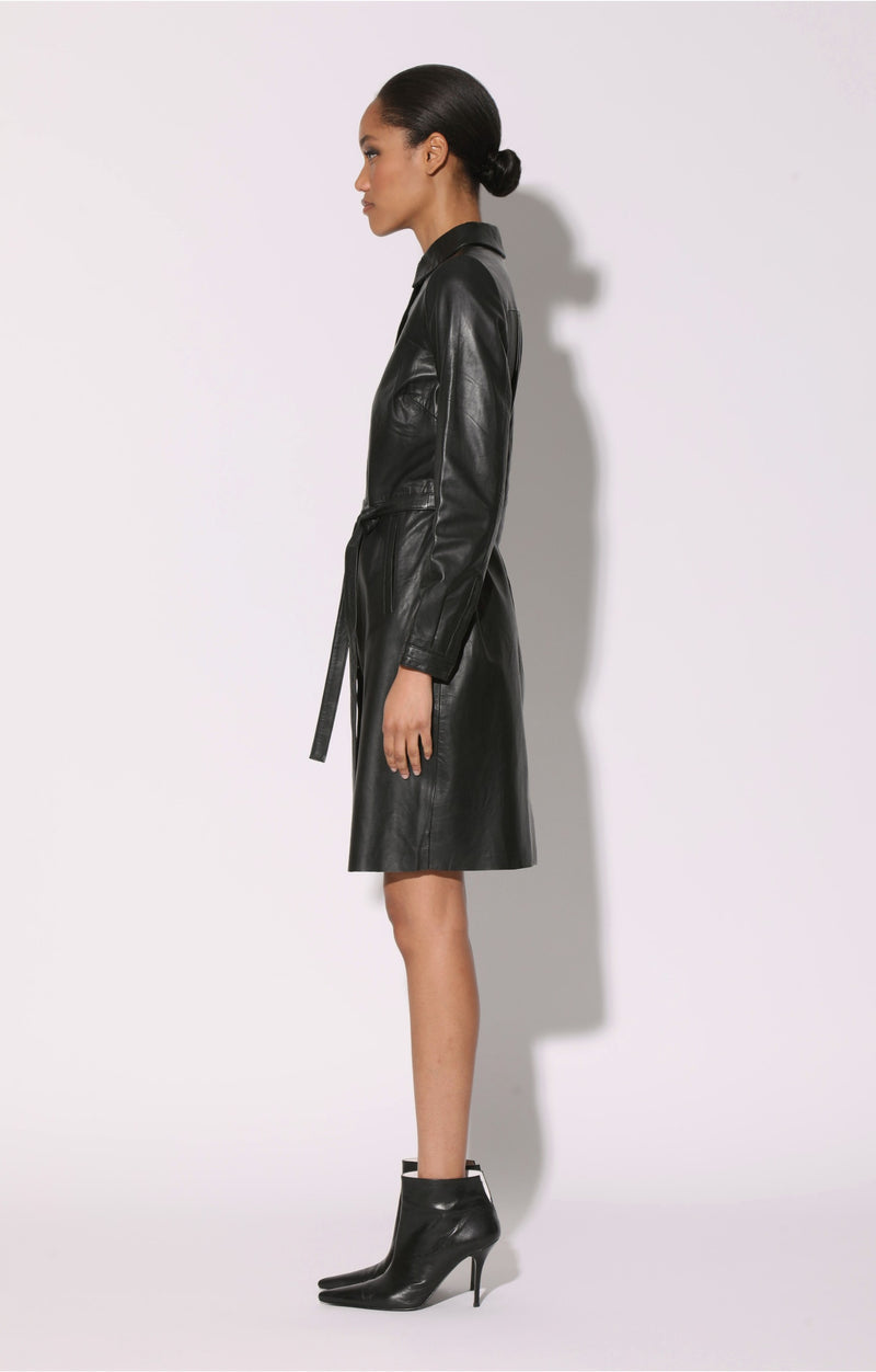 Clara Dress, Black - Leather