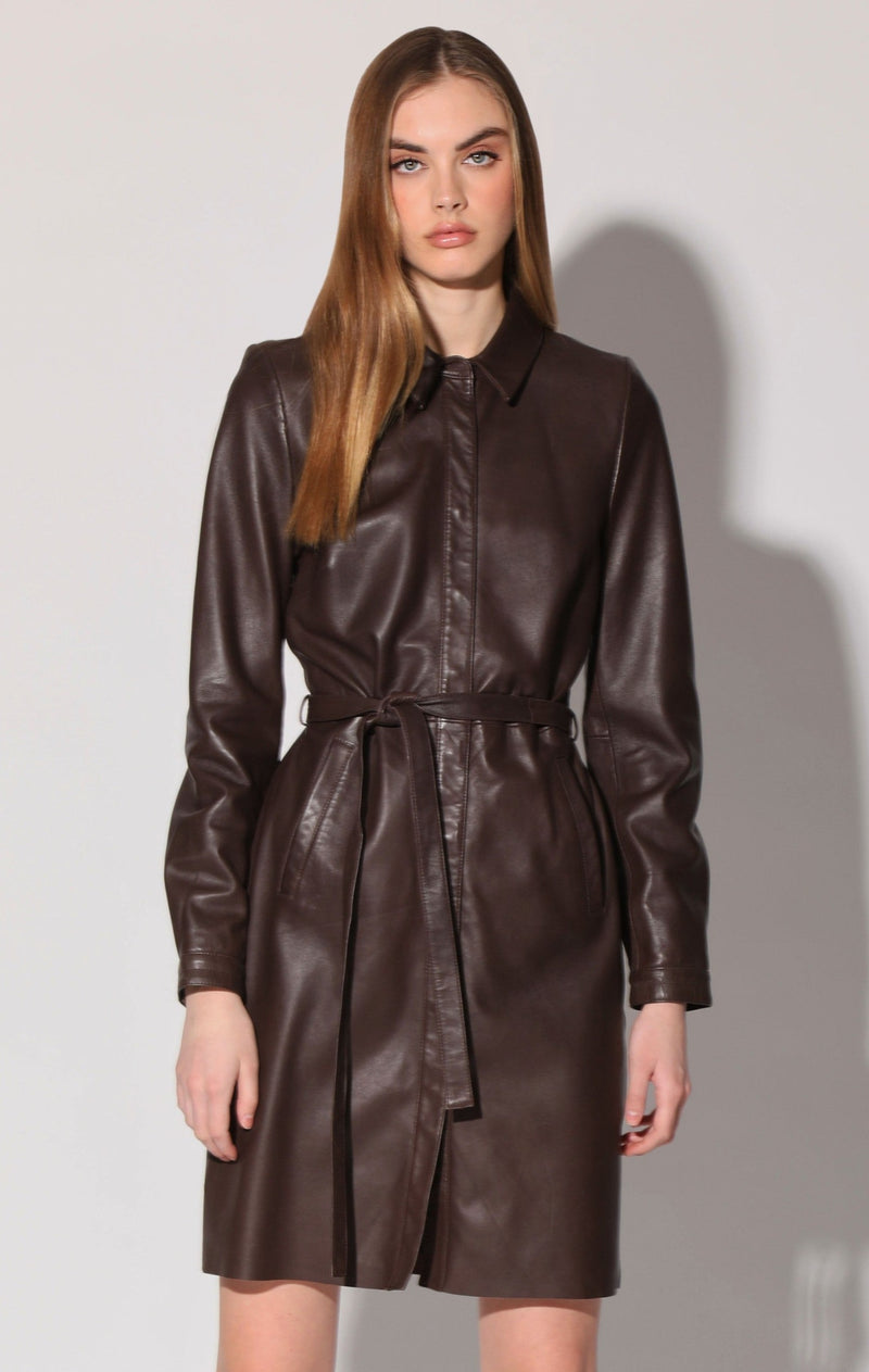 Clara Dress, Mocha - Leather