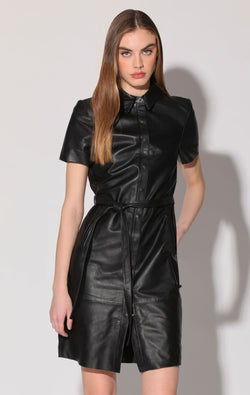 Chloe Dress, Black - Leather