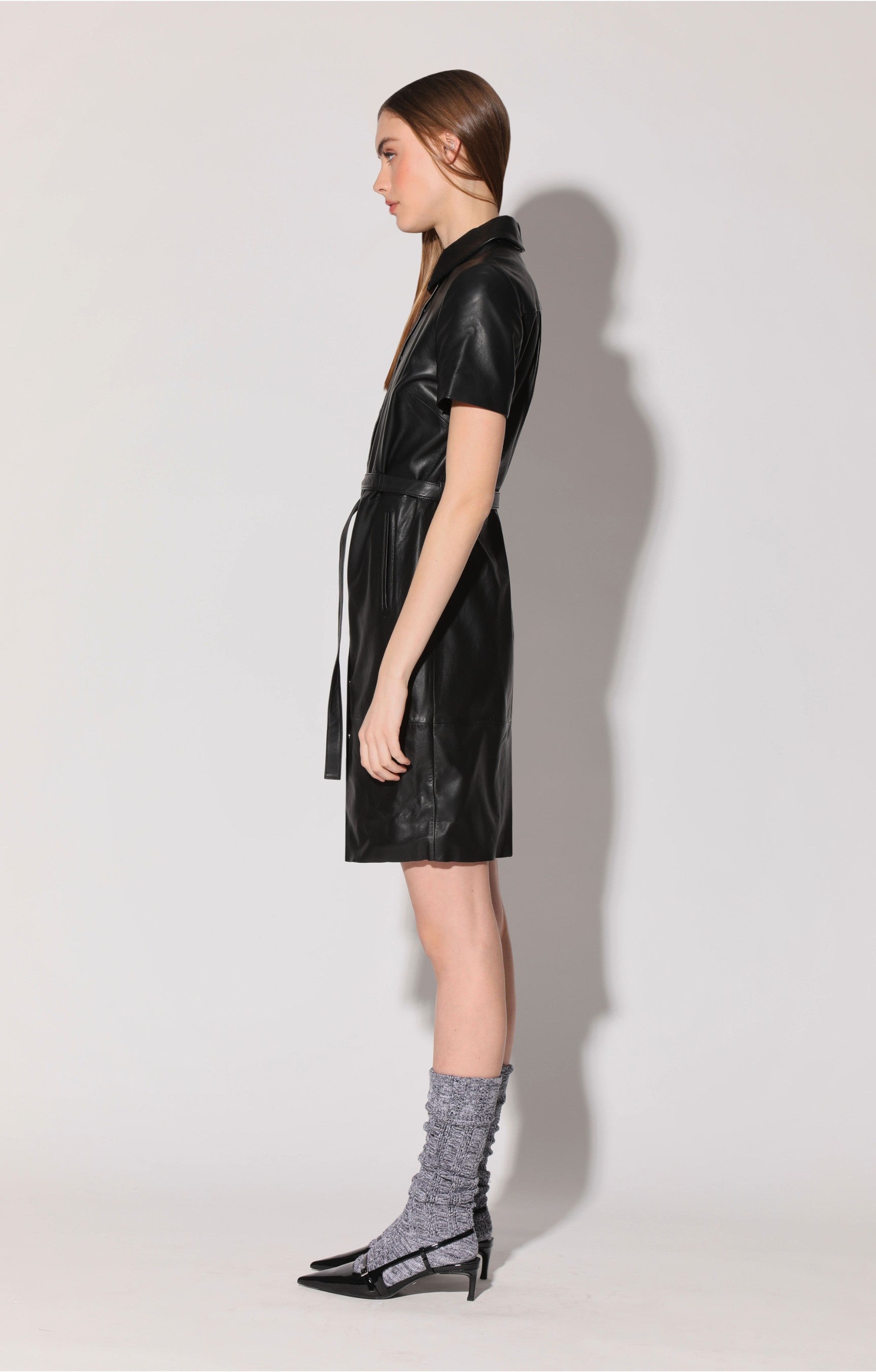 Chloe Dress, Black - Leather