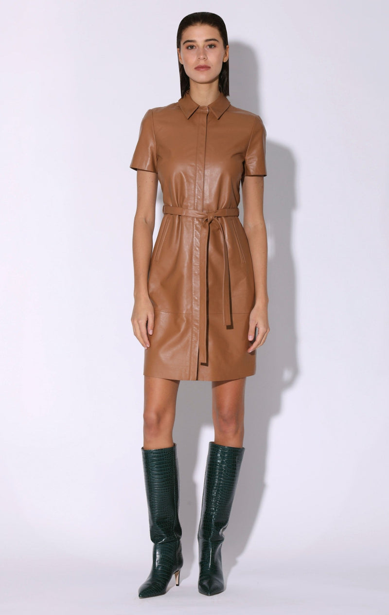 Chloe Dress, Camel - Leather