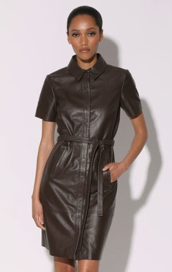 Chloe Dress, Mocha - Leather