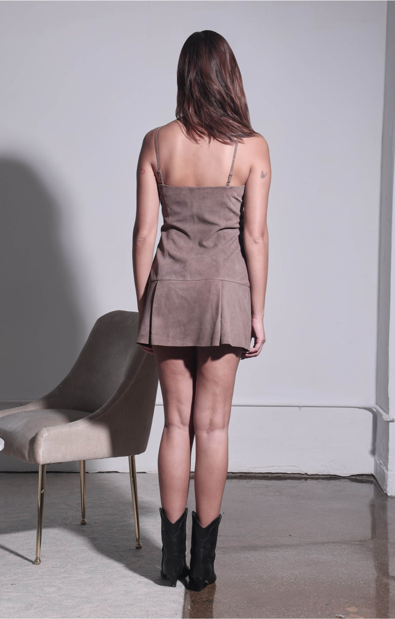 Madeline Dress, Cedar Suede - Leather