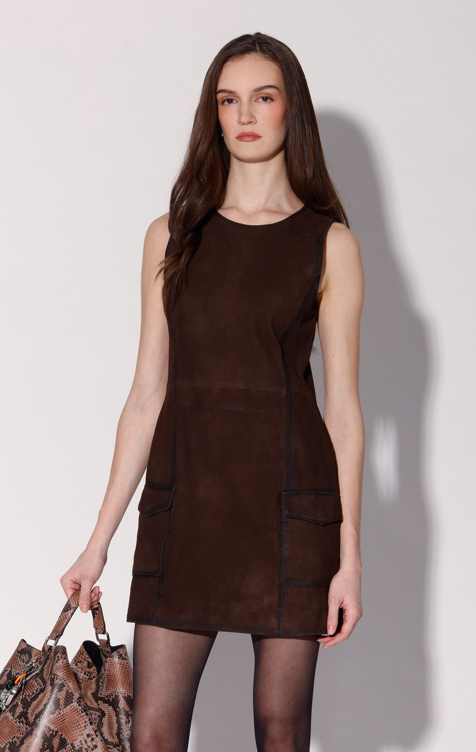 Cheyenne Dress, Mocha Suede