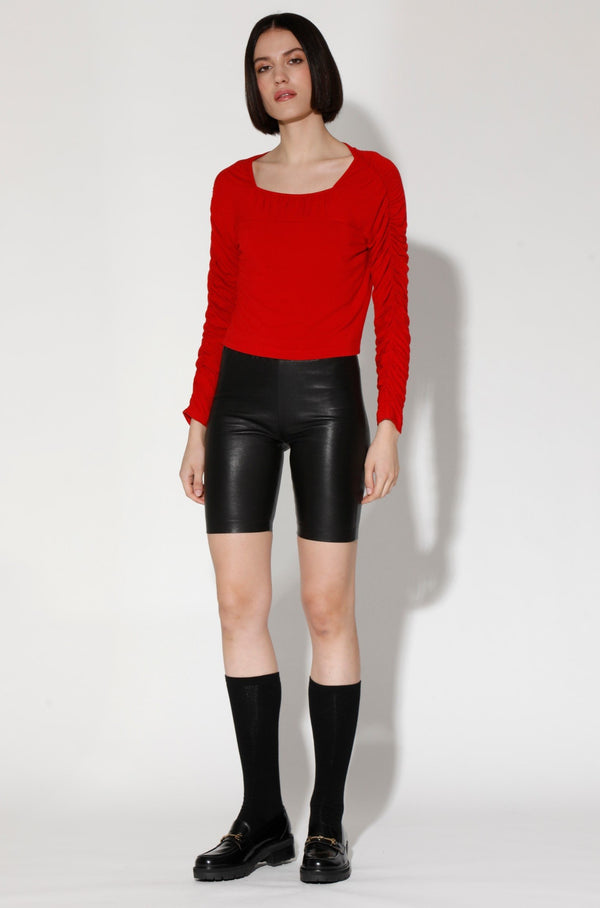 Monique Short, Black - Stretch Leather