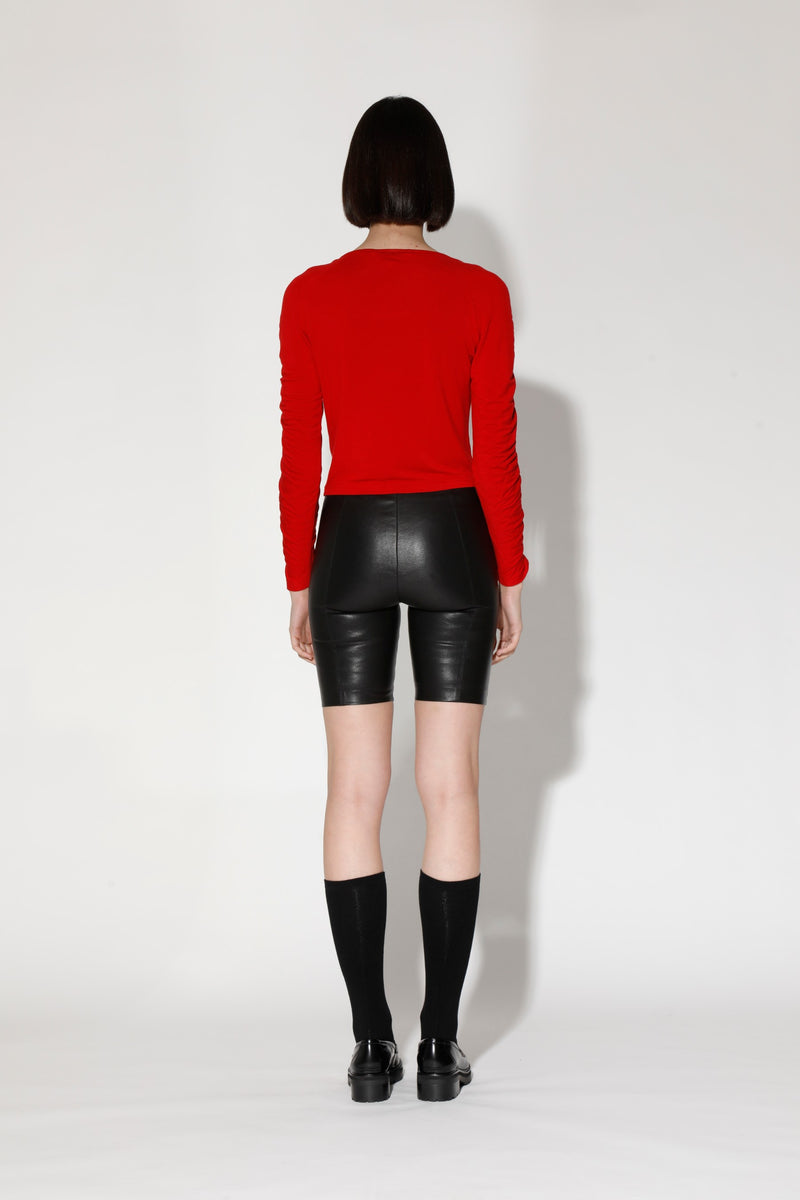 Monique Short, Black - Stretch Leather