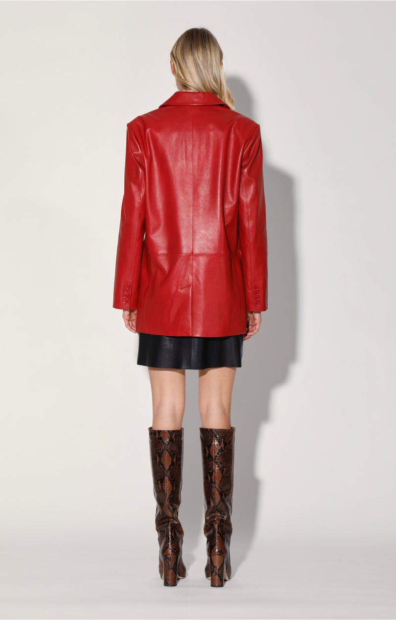Kira Blazer, Red - Leather