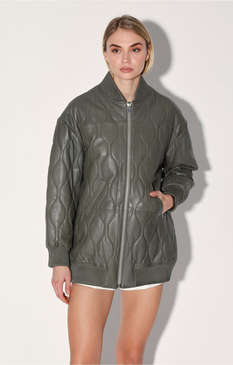 Kyrie Jacket, Army - Puffer Leather