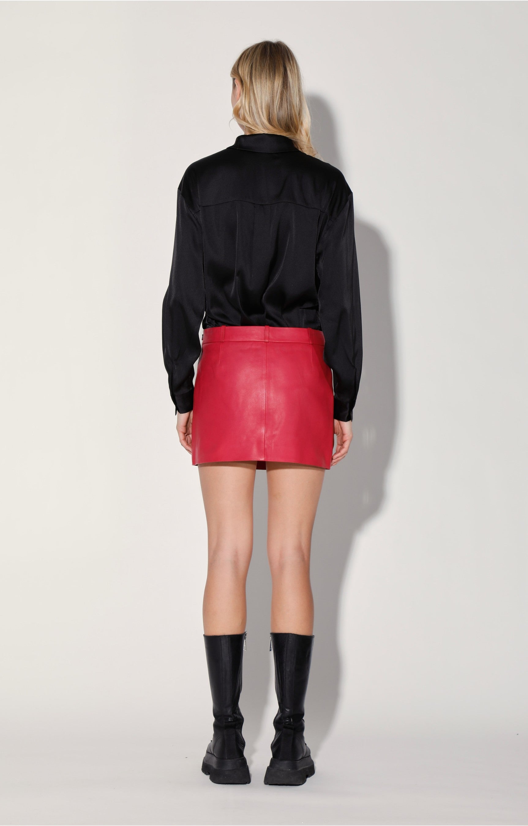 Haiden Skirt, Cerise - Leather