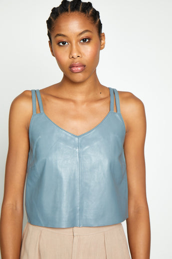 Leroy Top, Stone - Leather