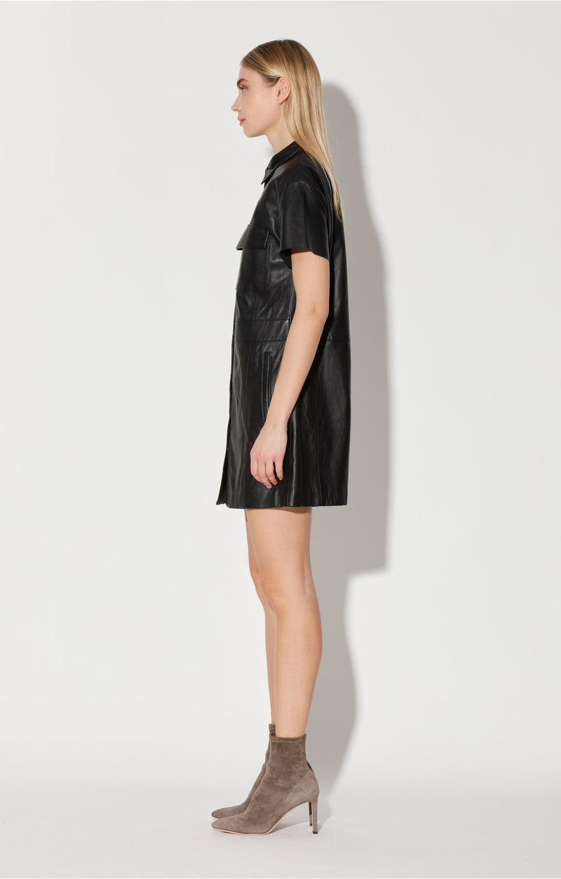 Finley Dress, Black - Leather