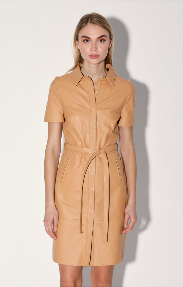 Chloe Dress, Macaroon - Leather