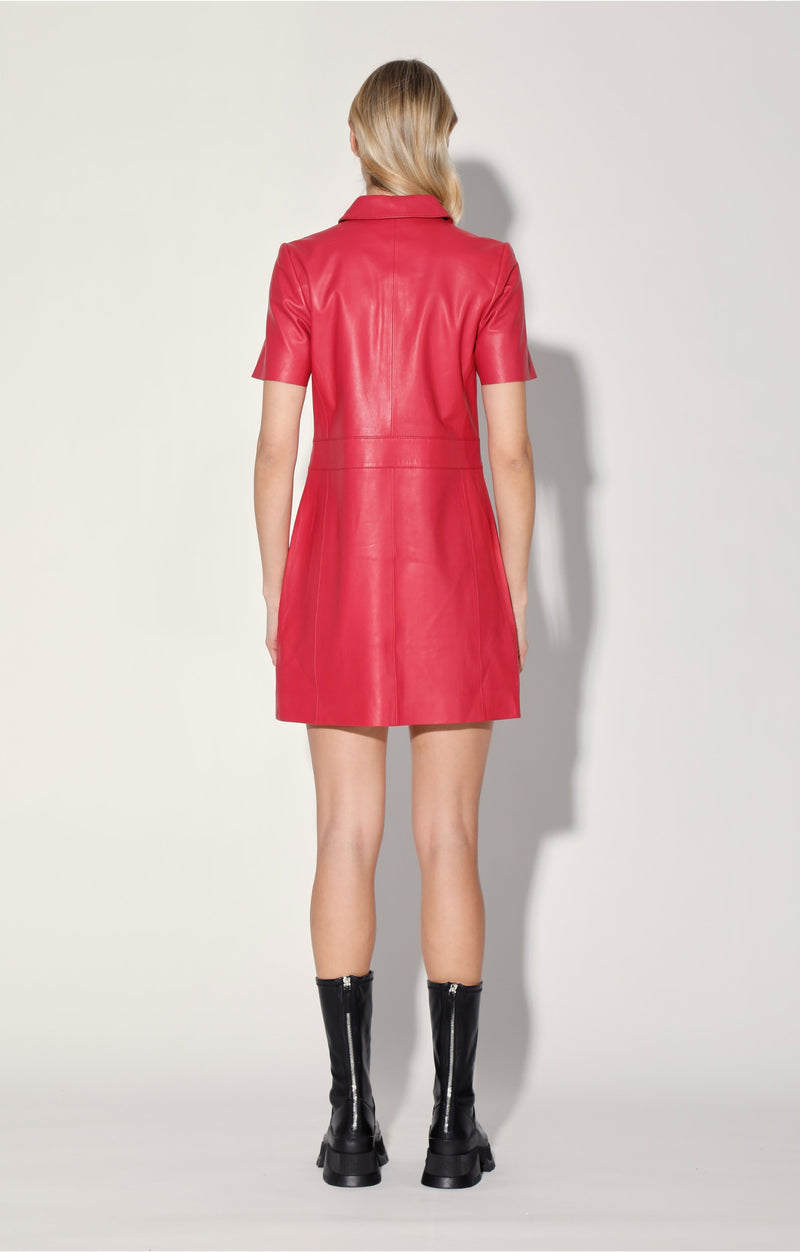 Finley Dress, Cerise - Leather