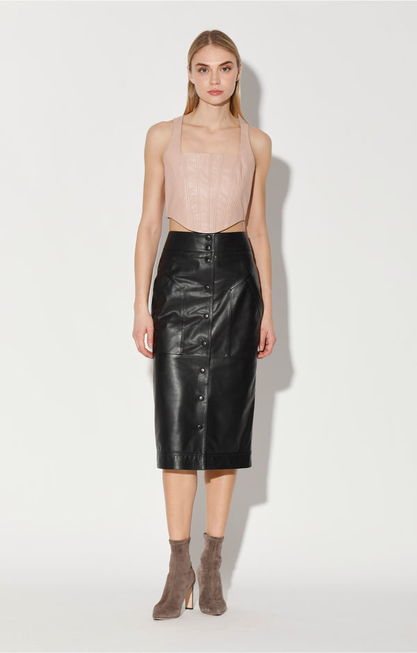 Noelle Skirt, Black - Leather