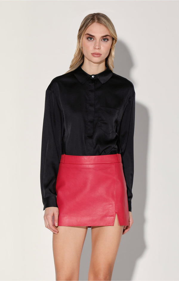 Haiden Skirt, Cerise - Leather