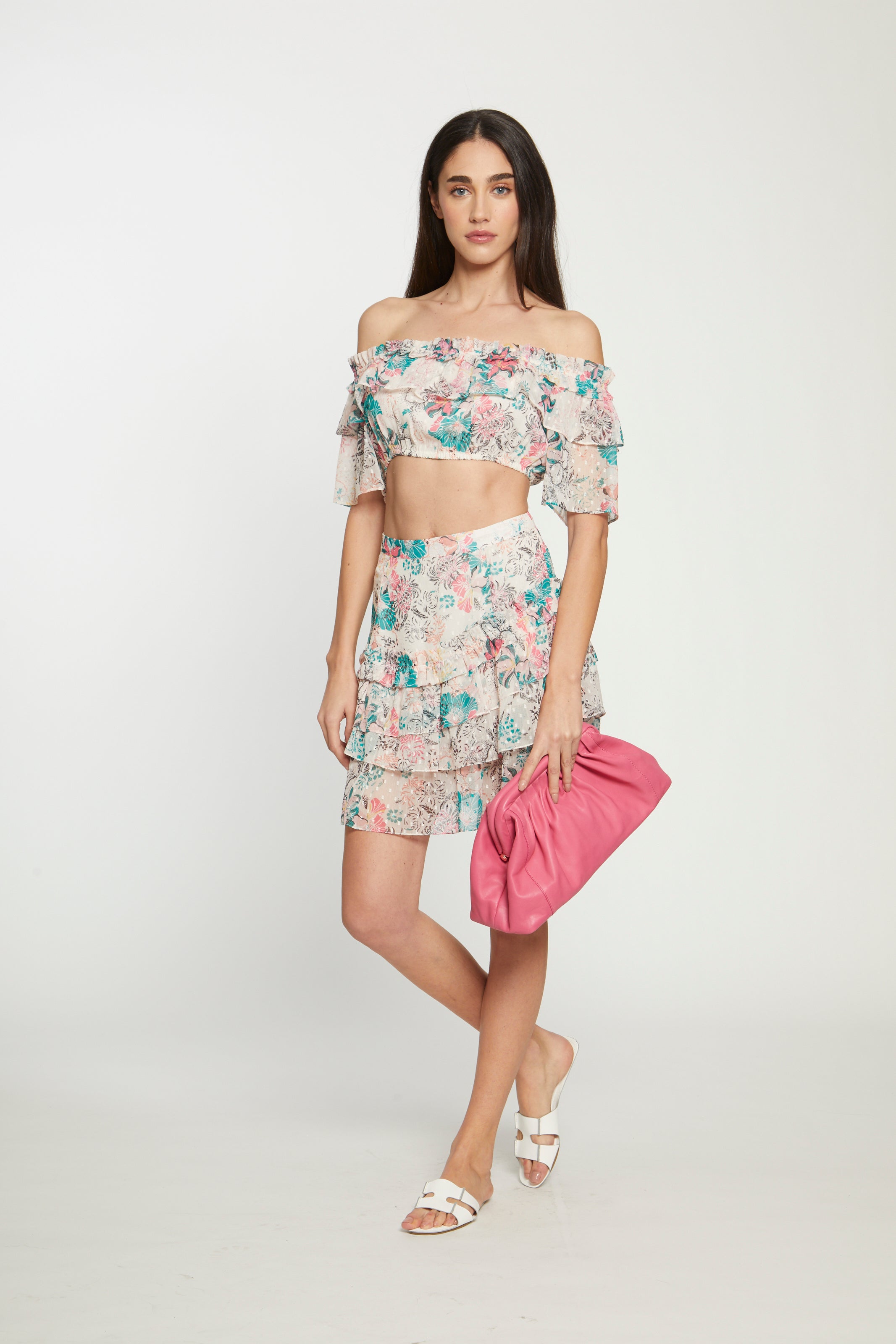 Medium Gillian Clutch, Fuchsia