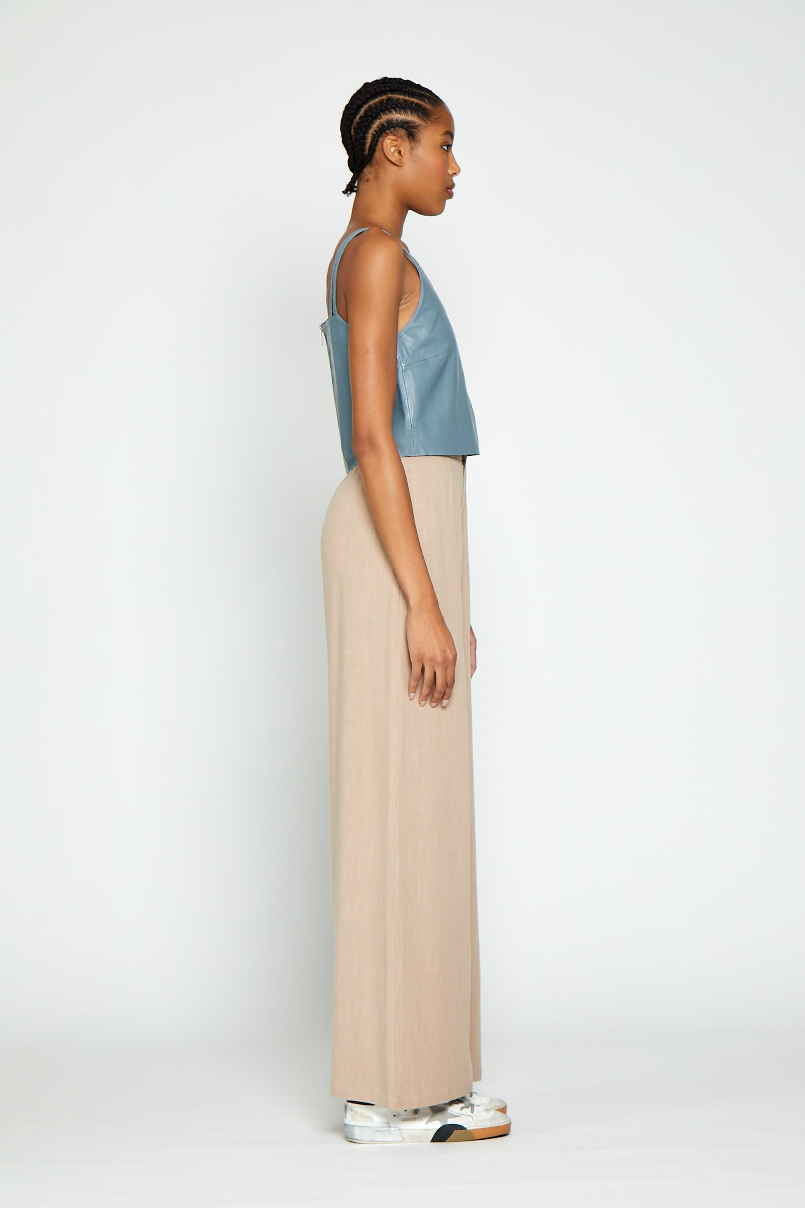 Leroy Top, Stone - Leather