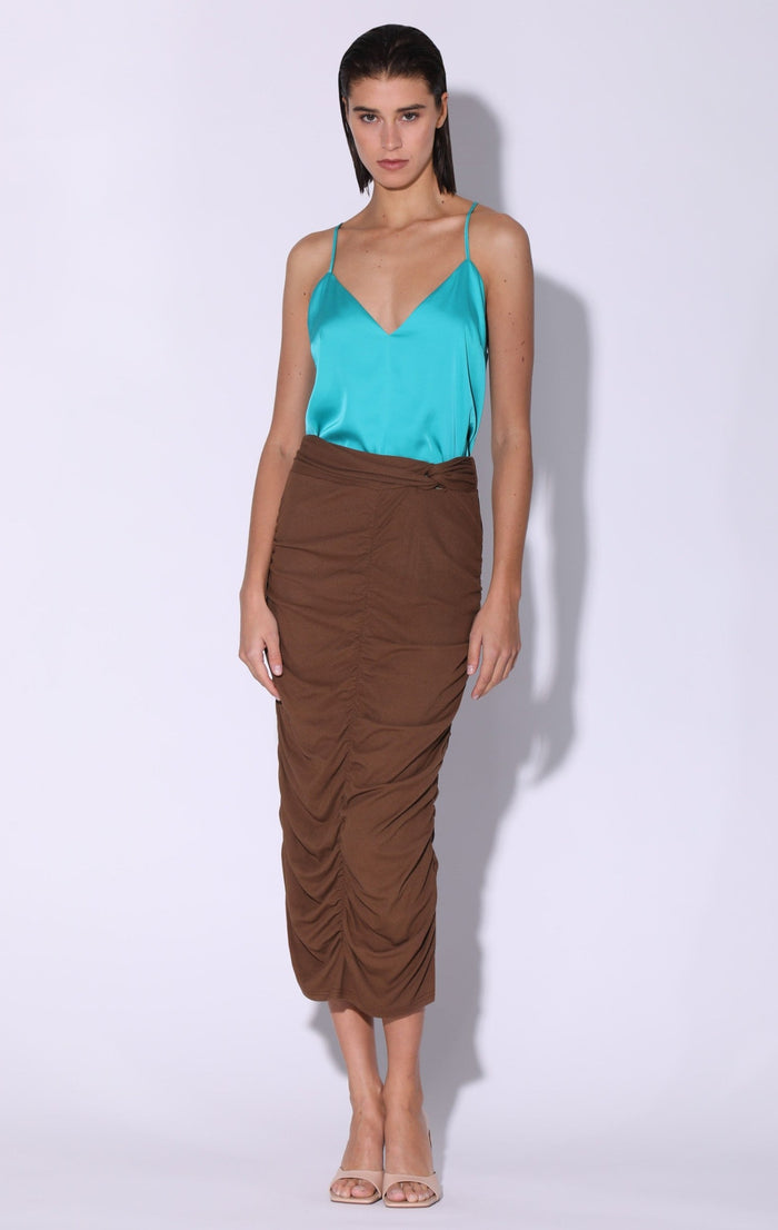 Shes A Lady Midi Skirt - Cedar Check