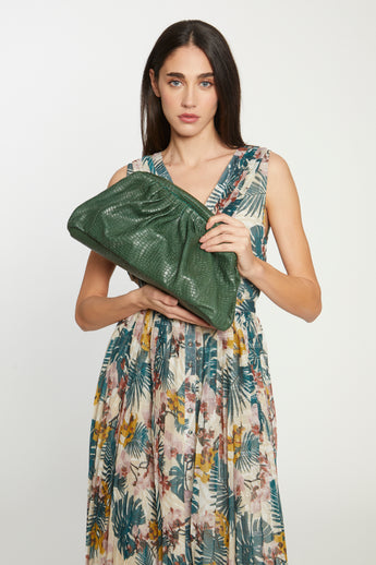 Medium Gillian Clutch, Fern Crocodile