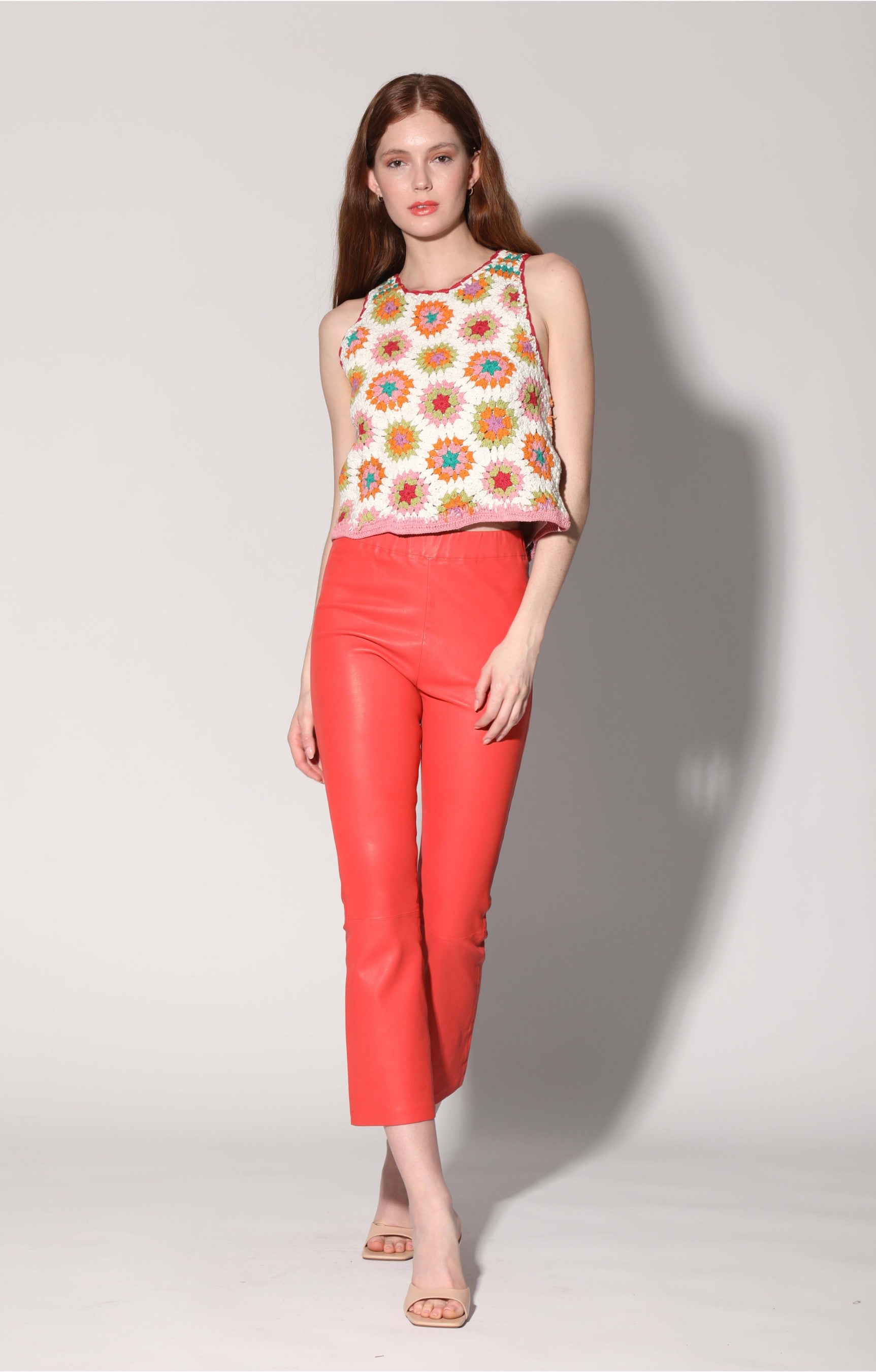 Lori Pant, Coral - Stretch Leather