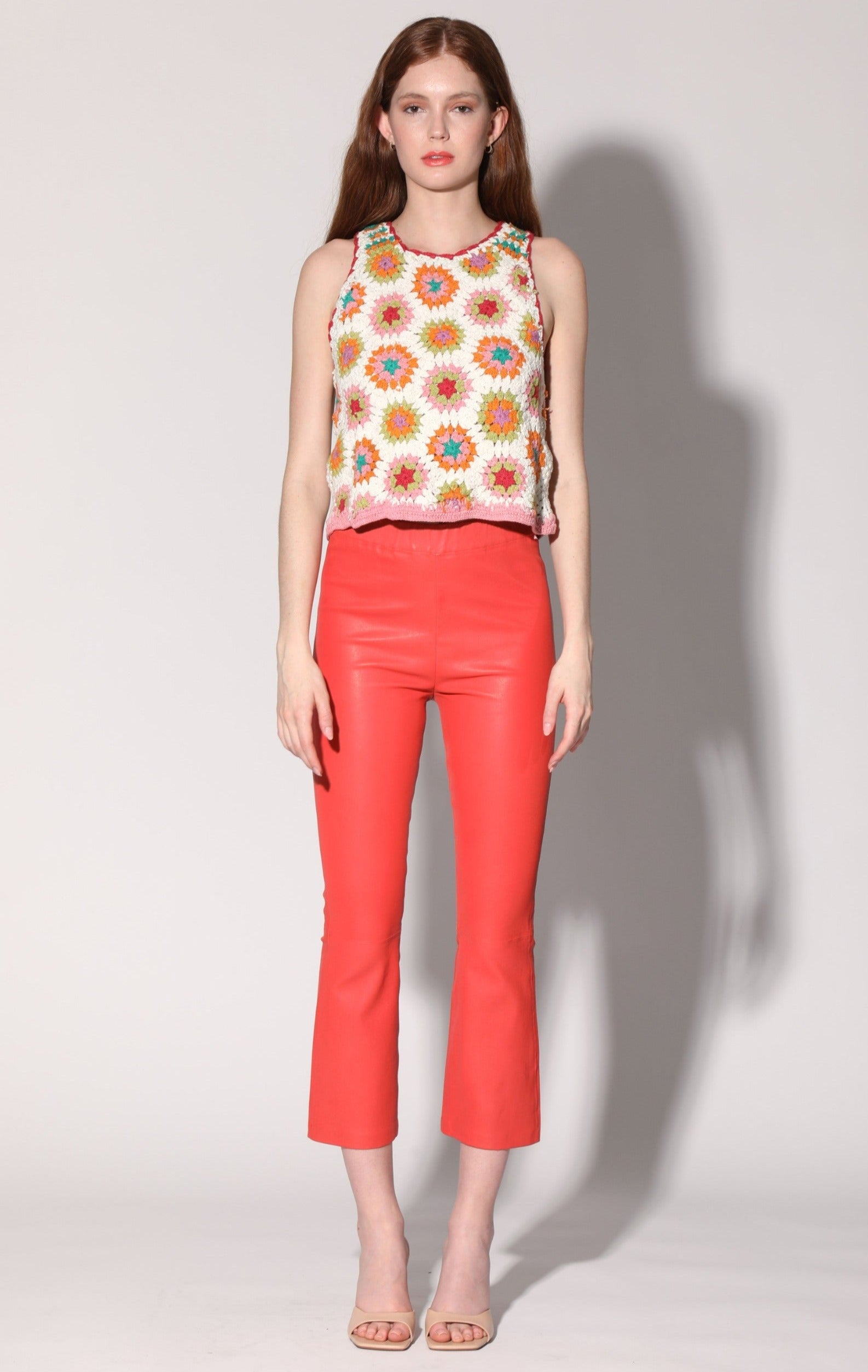 Lori Pant, Coral - Stretch Leather