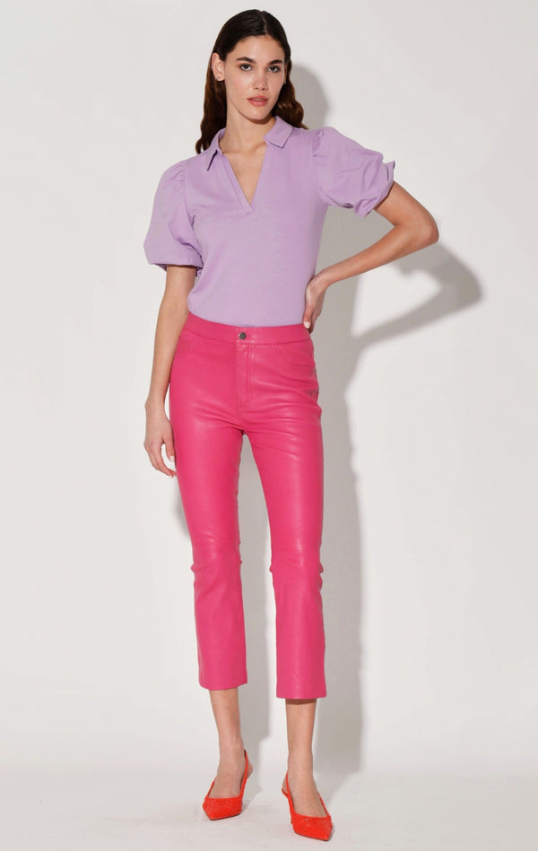 Tony Pant, Bright Pink - Stretch Leather