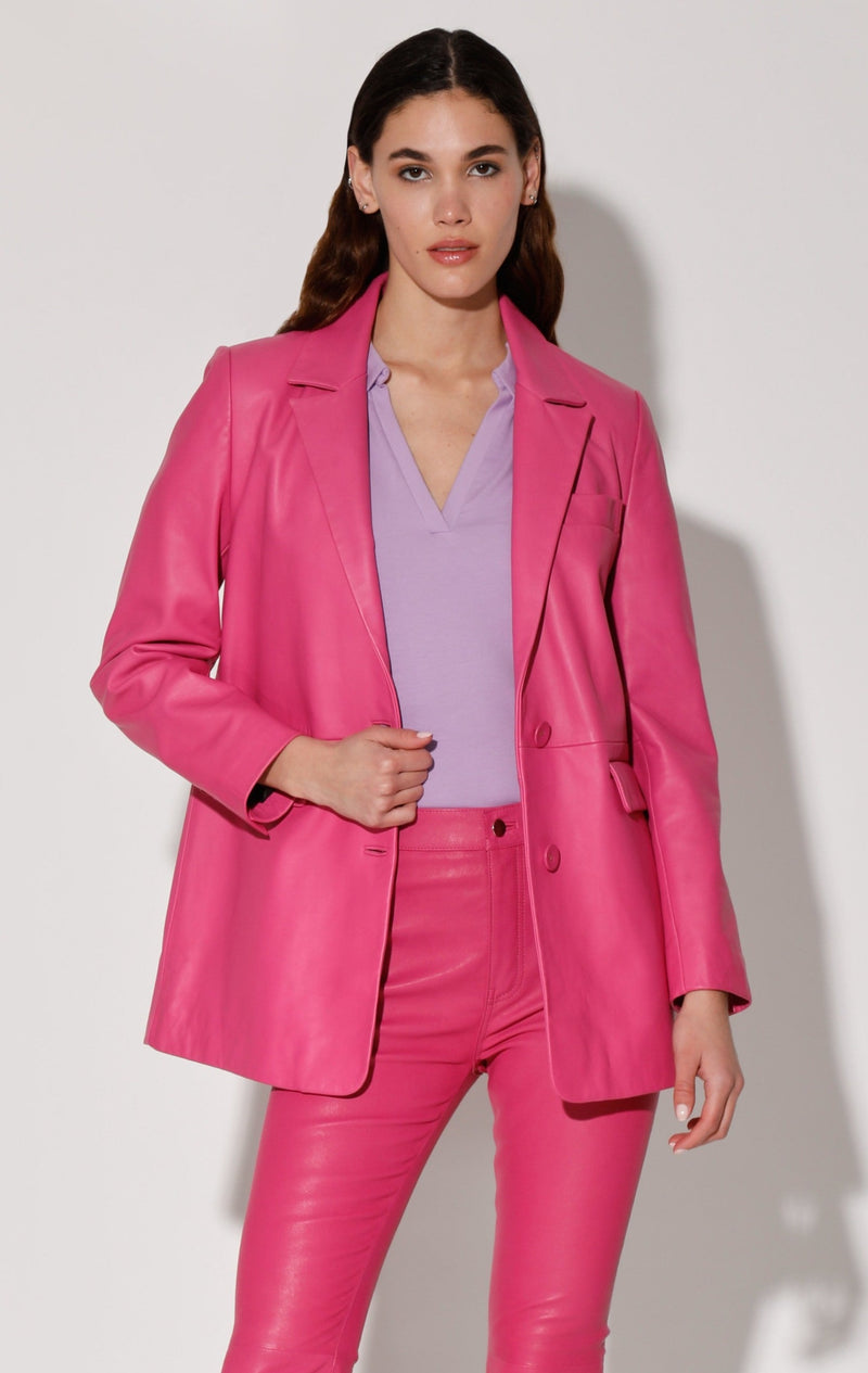 Kiki Blazer, Bright Pink - Leather