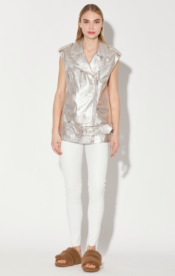Edie Vest, Silver - Leather