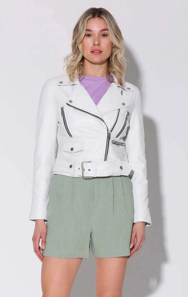 Nicole Jacket, Bright White - Leather