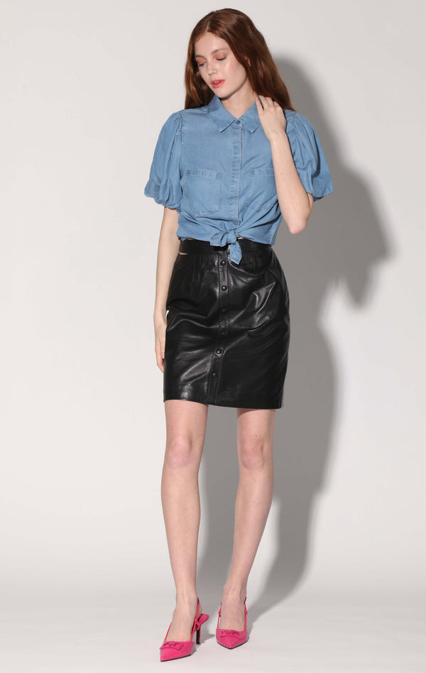 Viola Skirt, Black - Leather