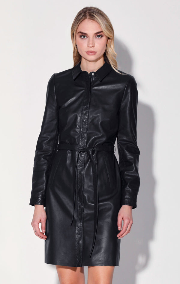 Clara Dress, Black - Leather