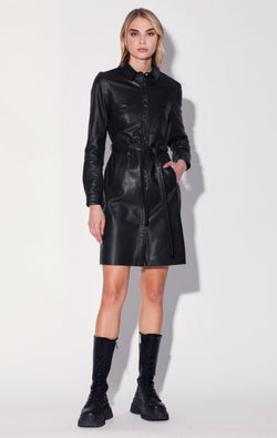 Clara Dress, Black - Leather