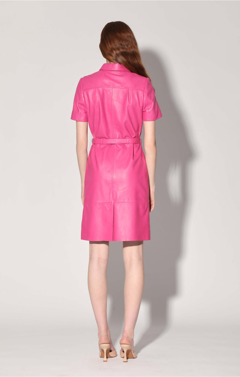 Chloe Dress, Bright Pink - Leather