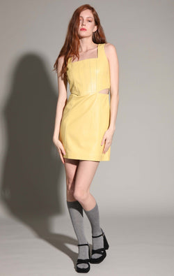 Gemini Dress, Pale Yellow - Leather