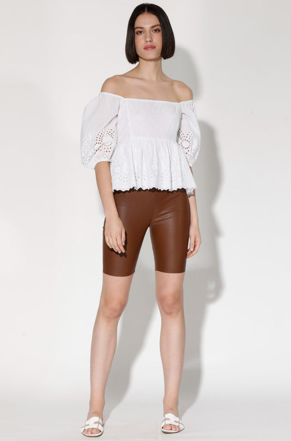 Monique Short, Terracotta - Stretch Leather