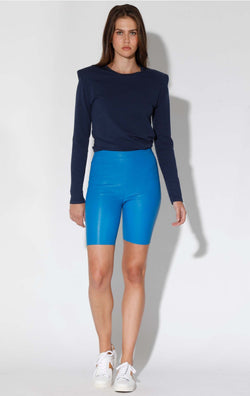 Monique Short, Bright Blue - Stretch Leather